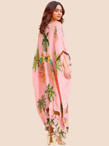 Women’s Coconut Tree Print Dress – Drop Shoulder Summer Style, Lightweight & Relaxed Fit