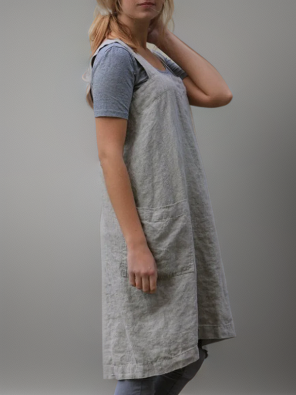 Women's Cotton-linen apron dress | Cross-Back Design & Practical Pockets | Everyday Crafting Essential