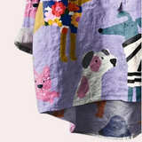 Women’s Dog Print Blouse | Comfortable Fit | Summer & Everyday Wear