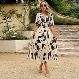 Women’s Floral Chiffon Maxi Dress – V-Neck, High Waist, Summer Daywear