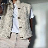 Women’s Knitted Gilet with Stand Collar – Ideal for Layering in Cool Weather