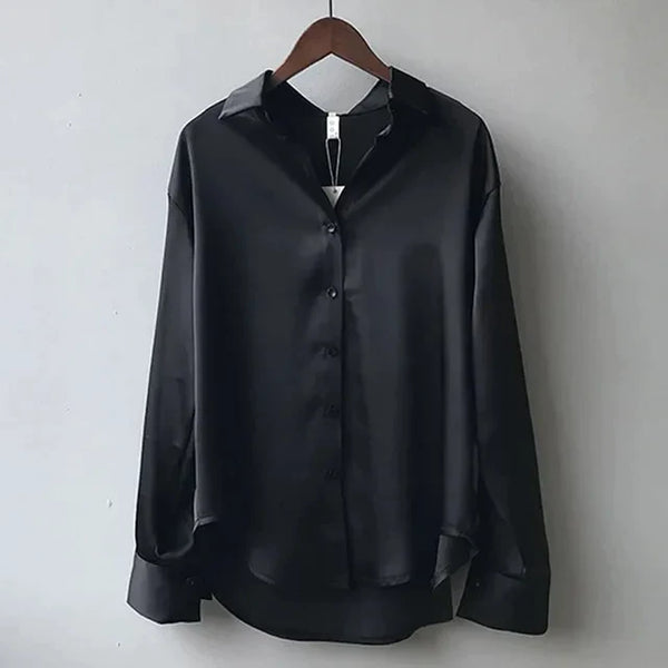 Women’s Loose Fit Blouse – Casual Satin-Style Top for Work & Weekend Wear
