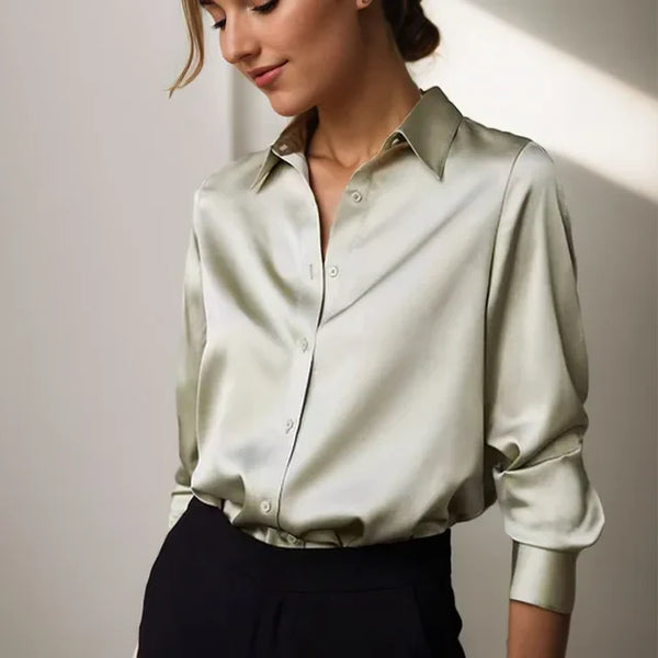 Women’s Loose Fit Blouse – Casual Satin-Style Top for Work & Weekend Wear