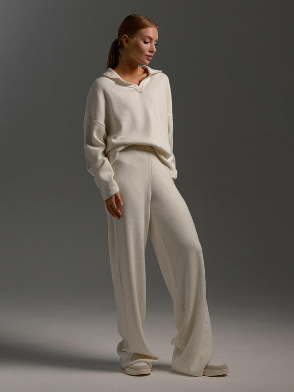 Women’s Lounge Set – Relaxed-Fit Pullover & Wide-Leg Trousers