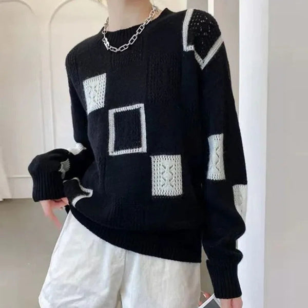 Women's Patchwork Sweater – Stylish, Comfortable Knit for Casual & Everyday Wear
