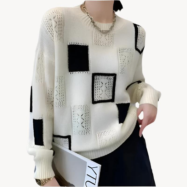Women's Patchwork Sweater – Stylish, Comfortable Knit for Casual & Everyday Wear