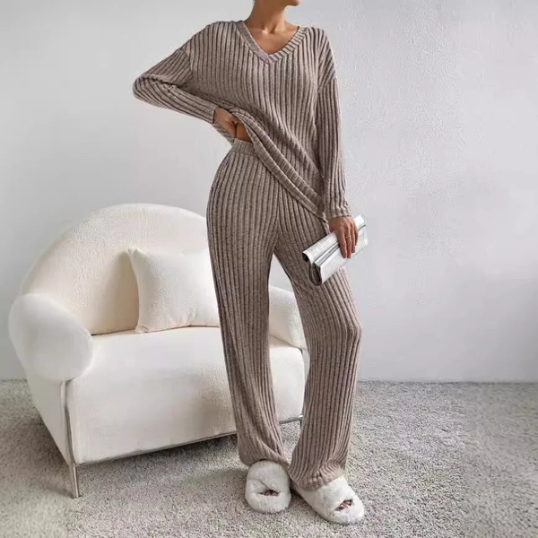 Women's Ribbed Two-Piece Co-Ord Set – Stylish & Comfortable Loungewear