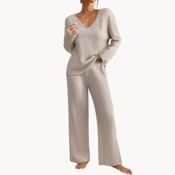 Women's Ribbed Two-Piece Co-Ord Set – Stylish & Comfortable Loungewear