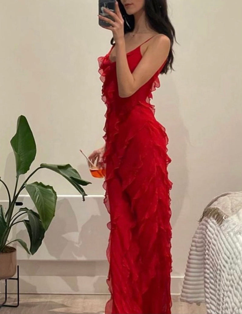 Women's Ruffle Maxi Dress – Elegant Day-to-Evening Style