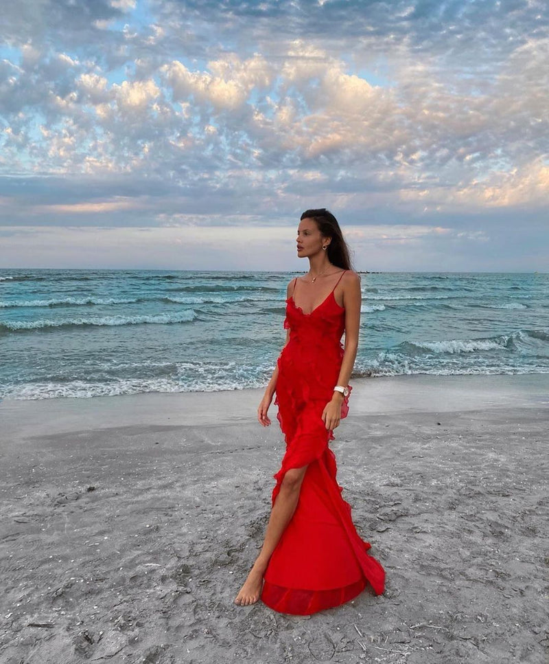 Women's Ruffle Maxi Dress – Elegant Day-to-Evening Style