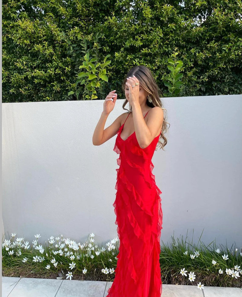 Women's Ruffle Maxi Dress – Elegant Day-to-Evening Style