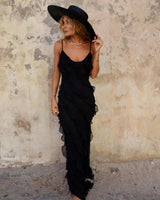 Women's Ruffle Maxi Dress – Elegant Day-to-Evening Style