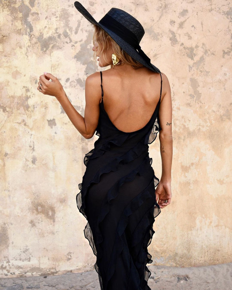Women's Ruffle Maxi Dress – Elegant Day-to-Evening Style