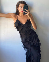Women's Ruffle Maxi Dress – Elegant Day-to-Evening Style