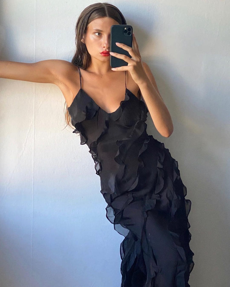 Women's Ruffle Maxi Dress – Elegant Day-to-Evening Style