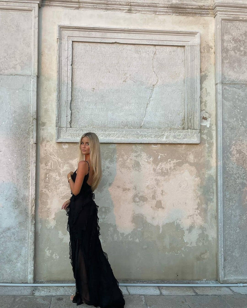 Women's Ruffle Maxi Dress – Elegant Day-to-Evening Style
