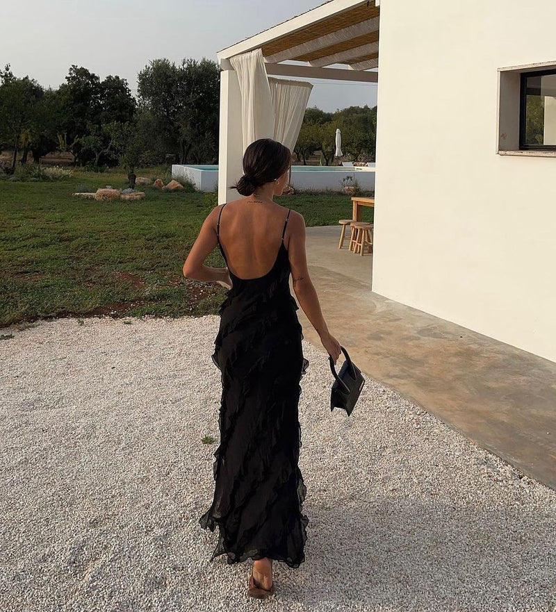 Women's Ruffle Maxi Dress – Elegant Day-to-Evening Style