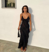 Women's Ruffle Maxi Dress – Elegant Day-to-Evening Style