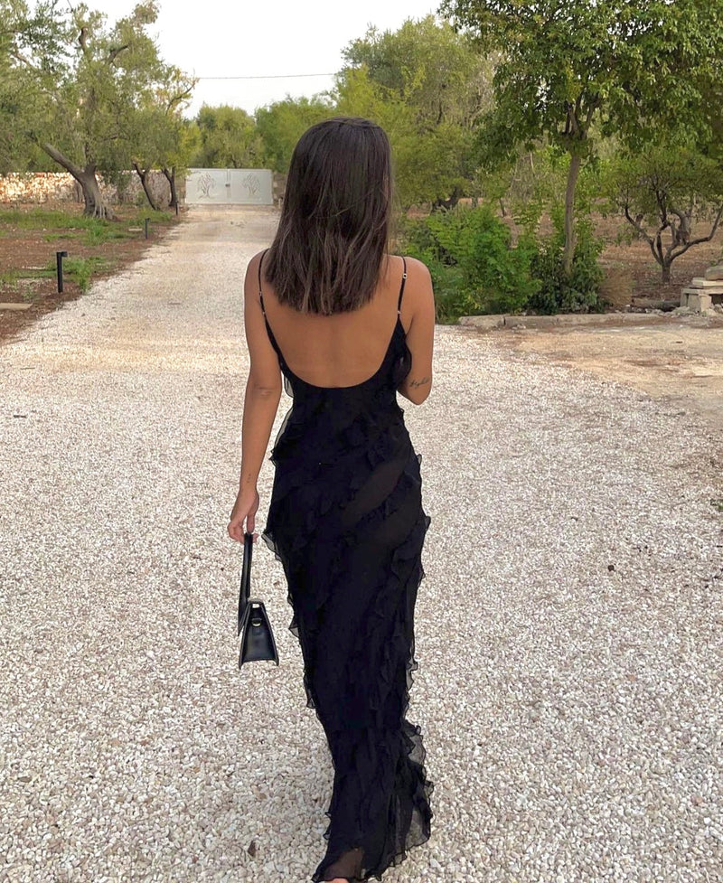 Women's Ruffle Maxi Dress – Elegant Day-to-Evening Style