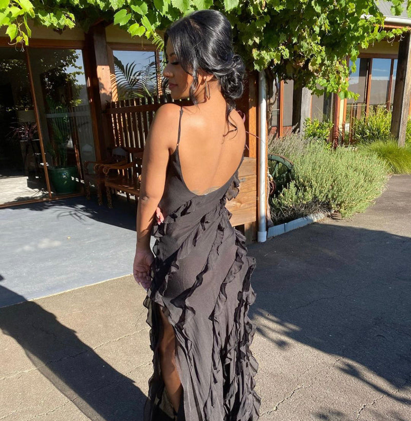 Women's Ruffle Maxi Dress – Elegant Day-to-Evening Style