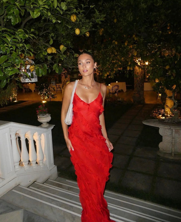 Women's Ruffle Maxi Dress – Elegant Day-to-Evening Style
