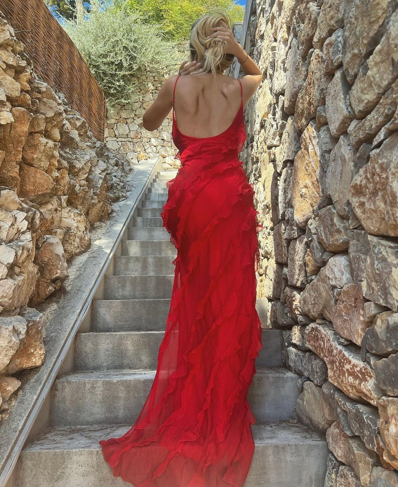 Women's Ruffle Maxi Dress – Elegant Day-to-Evening Style