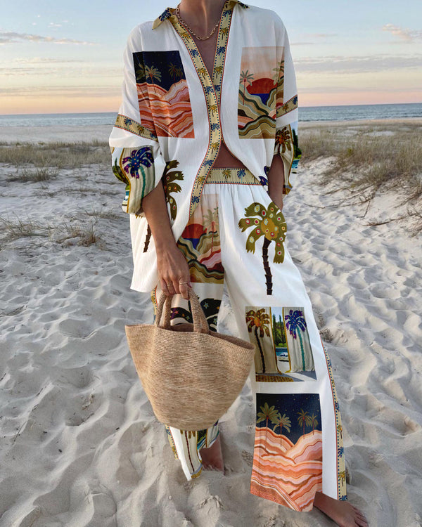 Women's Two-Piece Set | Artistic Print, Comfortable & Stylish Summer Outfit