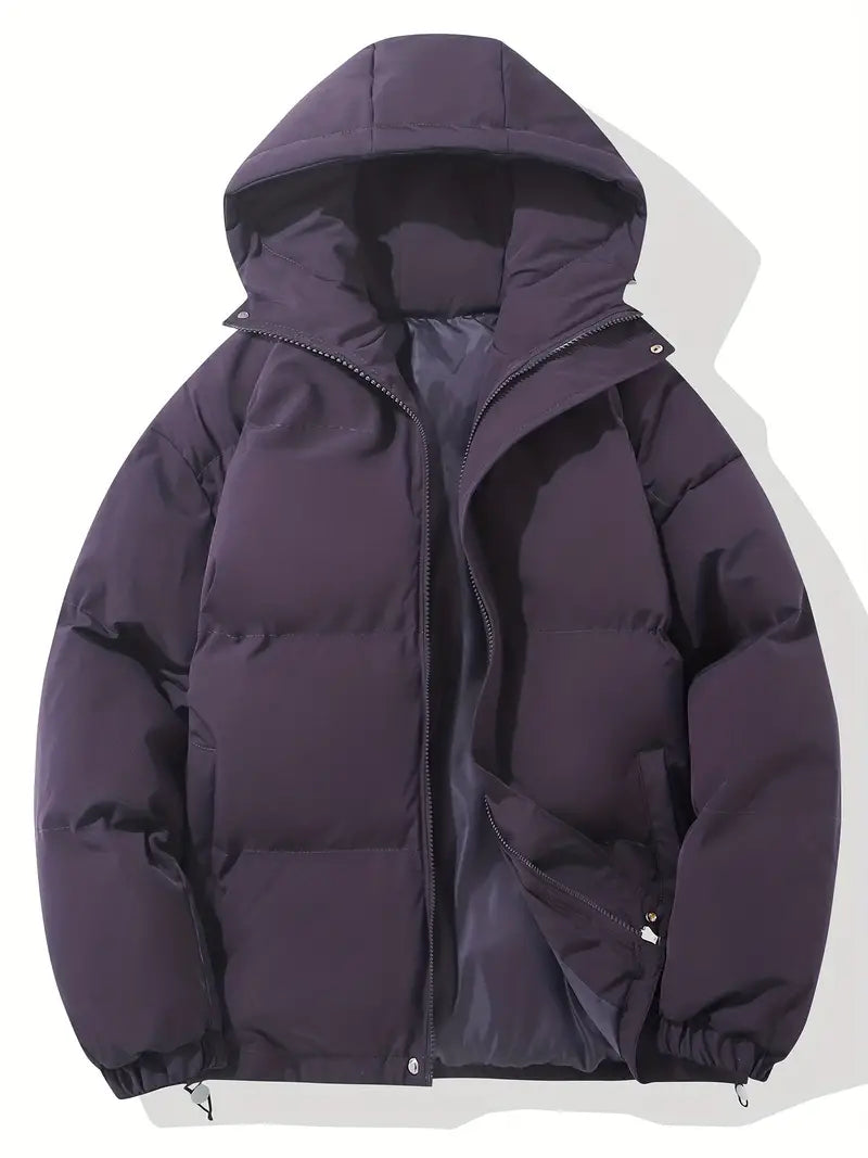 Women's winter jacket with hood, premium filling, timeless style, perfect for casual and formal, elegant classic look.