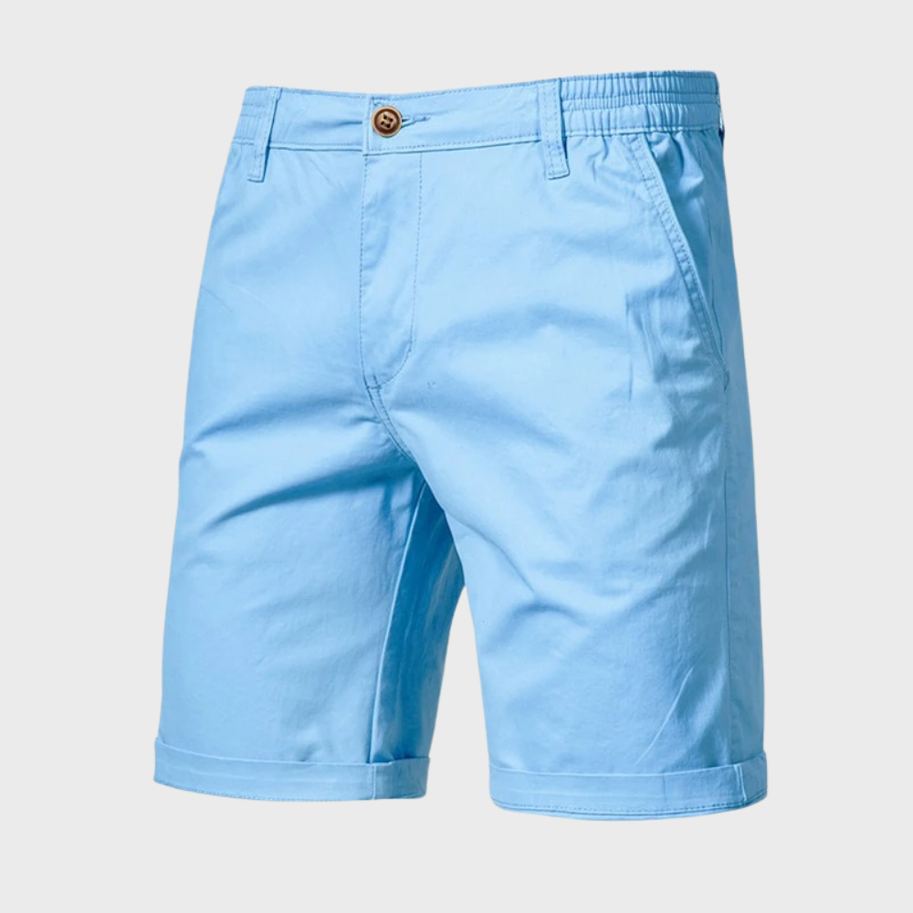 Light blue shorts on a light gray background